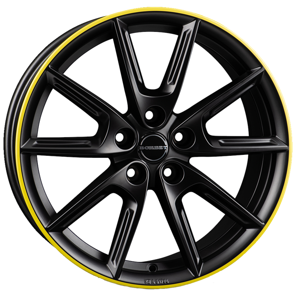 Borbet LX18 black matt rim yellow 8,00x18 5x112,00 ET44,00