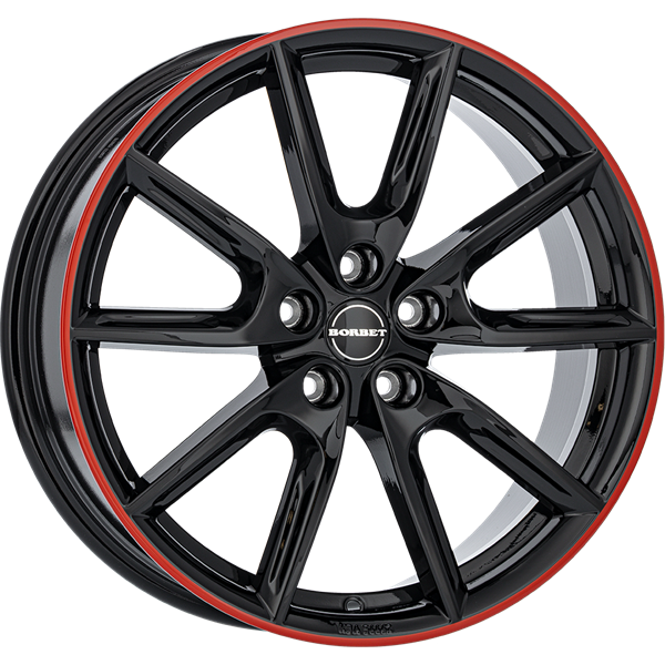 Borbet LX19 black glossy rim red 8,00x19 5x108,00 ET45,00