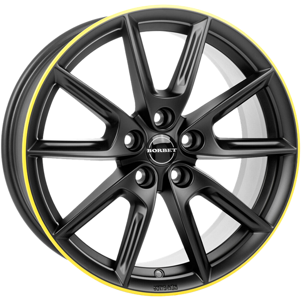 Borbet LX19 black matt rim yellow 8,00x19 5x112,00 ET50,00