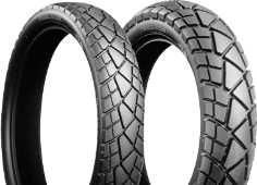 Nahaufnahme der Lauffläche Bridgestone TW 201 80/100-19 49 P Front TT M/C